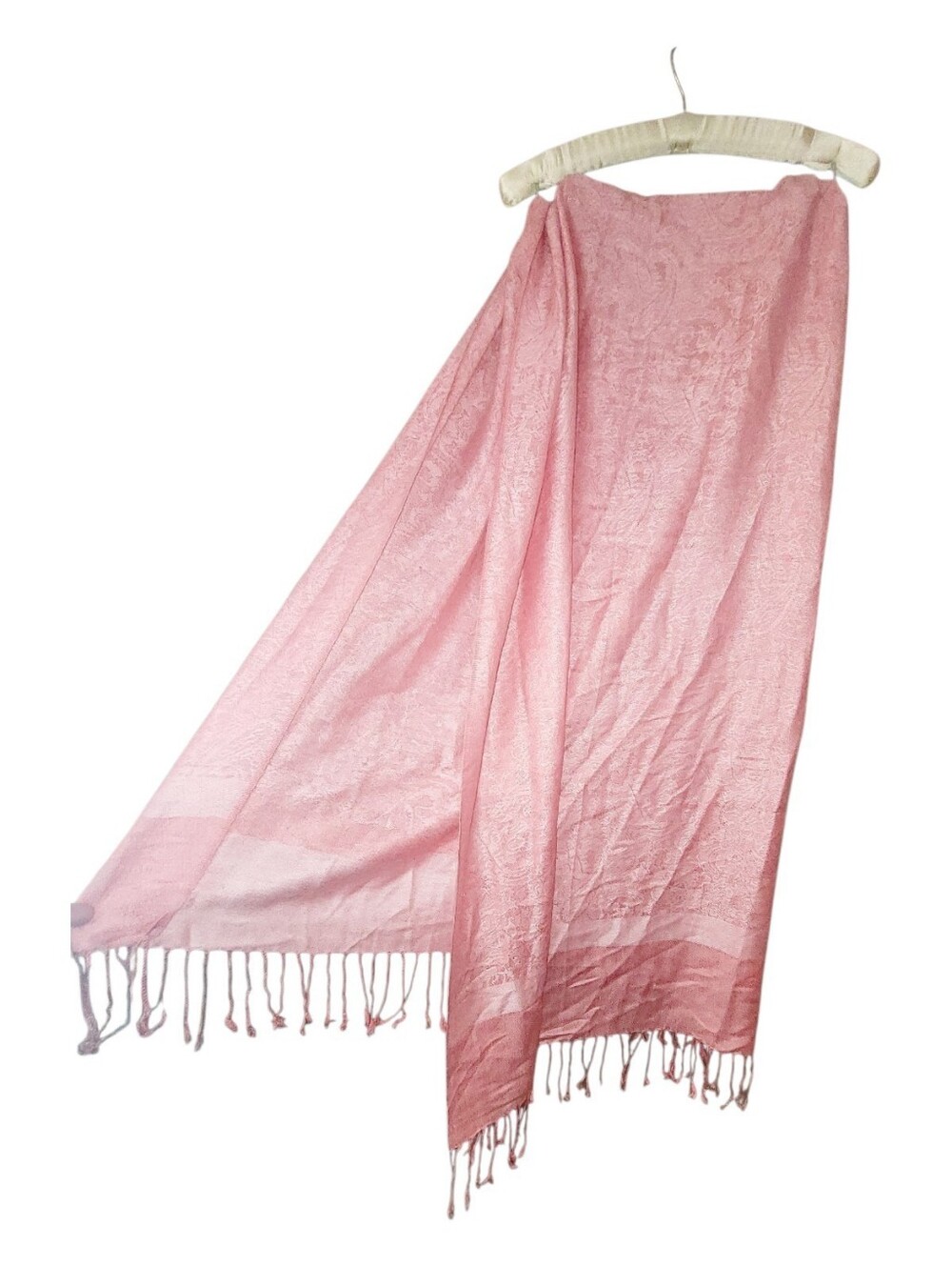 Beautiful Pink Pashmina Cashmere & Silk Scarf Or Wrap With Fringe